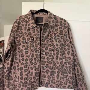 Blank NYC Pink Leopard-Print Denim Jacket Large
